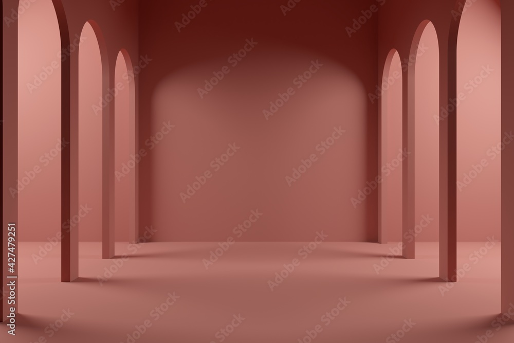 Poster geometric abstract background with arches. backdrop design for product promotion. 3d rendering
