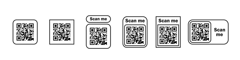 QR code set. Scan qr code. Scan me. Vector illustration.