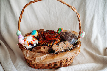 Easter basket on a light background
