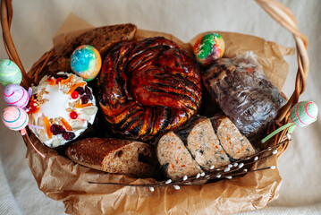 Easter basket on a light background