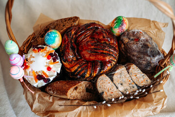 Easter basket on a light background
