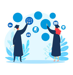 Obraz premium Profession choice, career student occupation, job future, graduate doctor, design, in cartoon style vector illustration.