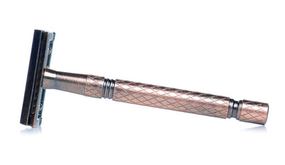 Reusable razor shave on white background isolation