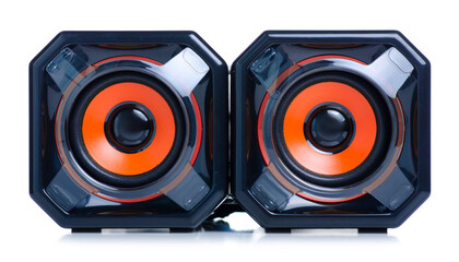 Audio speakers PC on white background isolation