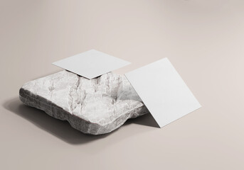 White Square Business Cards 3D Rendering