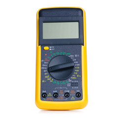 Fototapeta premium Yellow multimeter tool on white background isolation