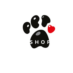 Animal paw. Pet shop or pet service vector logo 