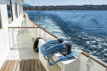 rope wrapped on the deck of a steamboat in Geneve, Switzerland