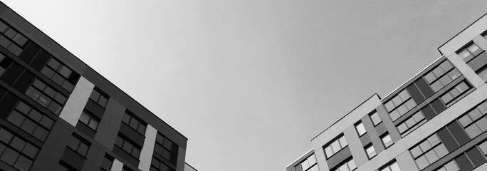 black and white new houses on a sky background
