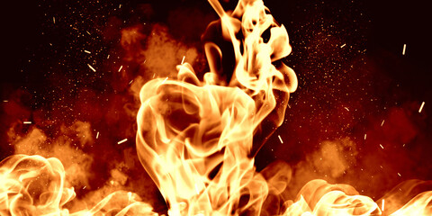 Abstract fire flames illustration on black background