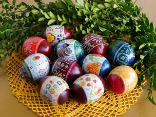 arrangement of traditional elements for celebrating Easter holidays