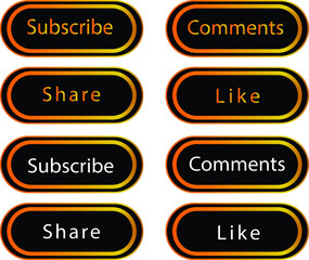 set of buttons Like, comment, share, subscribe, and social media icon button illustration. vector eps 10