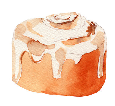 Watercolor illustration of delicious sinabon bun