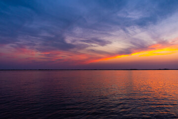 Beautiful sunset over the river