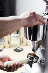 Bartender making coffee barista in a cafe
