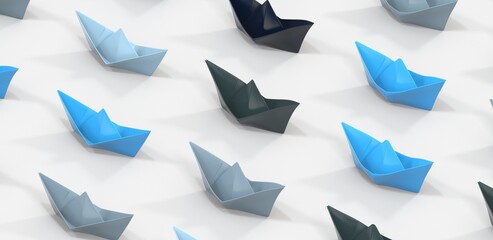 direction paper boat ship business concept 3d