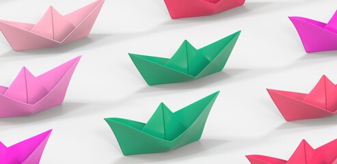 paper boat ship business concept 3d