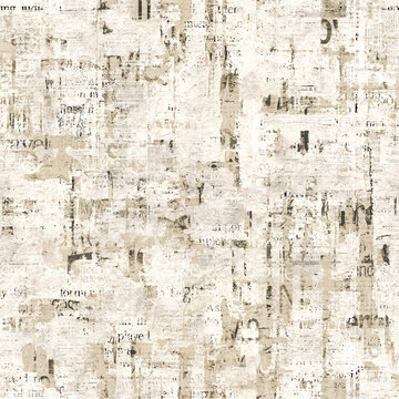 Newspaper seamless pattern with old vintage unreadable paper texture background