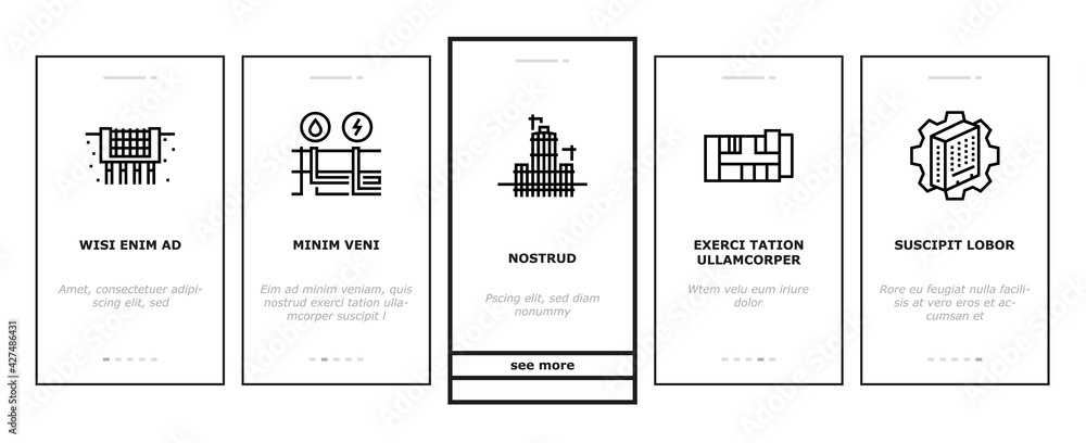 Poster building construction onboarding mobile app page screen vector. excavation and footing reinforcement