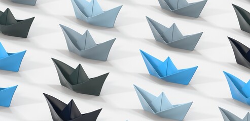 direction paper boat ship business concept 3d  blue