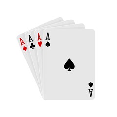 Playing cards four aces in priority ace spade on a white background in vector EPS8