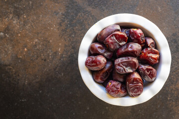 date fruit sweet dried fruits tasty snack diet top view copy space  food background rustic image 