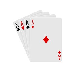 Playing cards four aces in priority ace diamond on a white background in vector EPS8