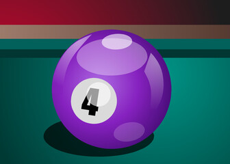 Vector billiard ball number 4 on a green background