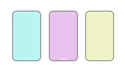 Smartphone mockups in pastel colors