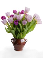 posy of multicolor tulips from my garden at spring