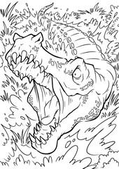 Coloring book for children with a dinosaur