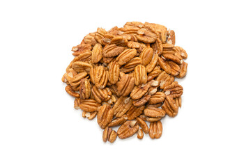 Pecan-nut isolated on white background.