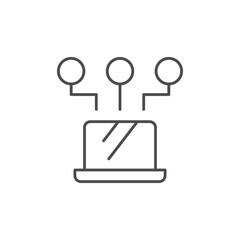 Remote work line outline icon isolated on white