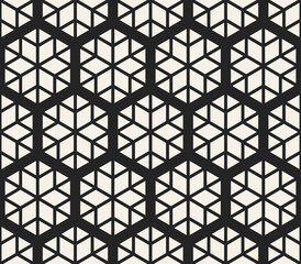 Vector seamless abstract pattern. Modern stylish striped lattice texture. Repeating geometric tiles with hexagonal elements.