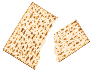 Matzah Isolated on white background. Matzo, unleavened bread
