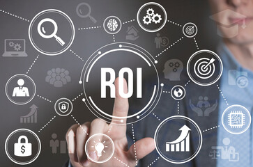 Internet, business, Technology and network concept. ROI Return on investment financial growth concept