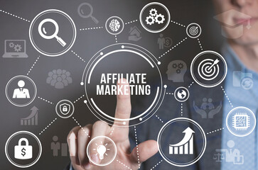 Internet, business, Technology and network concept. AFFILIATE MARKETING