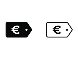 Euro price tag icon - Euro currency sale tag, flat design, vector icon