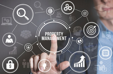 Internet, business, Technology and network concept. PROPERTY MANAGEMENT inscription, new business concept.