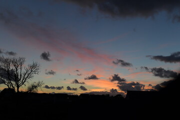 sunset in the village