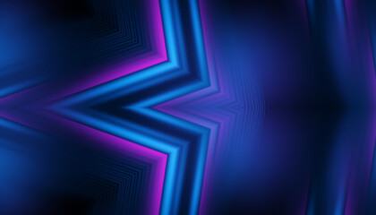 Fototapeta premium Empty dark abstract background with ultraviolet geometric lines. Neon glow.