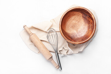 Set of kitchen utensils on white background