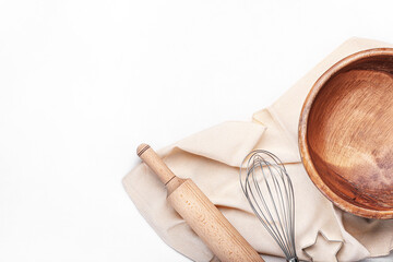 Set of kitchen utensils on white background