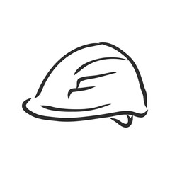 industry helmet vector and illustration, black and white, hand drawn, sketch style, isolated on white background.