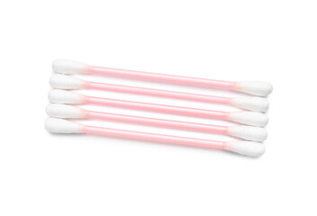 Cotton swabs on white background