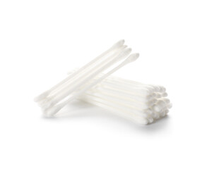 Cotton swabs on white background
