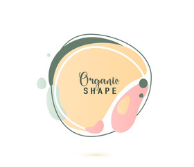 Organic shapes vector banner background. Trendy abstract modern art in simple minimalist style. Pastel light gradient color fluid forms with lines