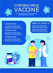 It's time to get coronavirus COVID vaccinated. Modern flat web design concept. Doctor Put Injection to Patients. coronavirus vaccine information