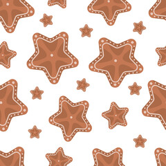 Seamless vector pattern with cute orange hand-drawn starfishes. For wrapping paper, card, gift, fabric, textile, banner, wallpaper, package, internet.