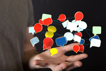 speech bubbles, communication concept 3d